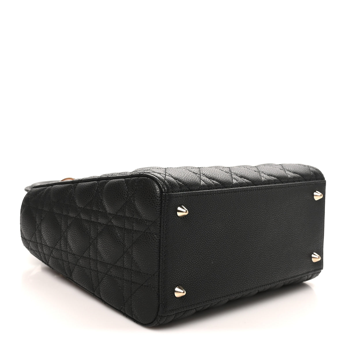 Christian Dior Grained Calfskin Cannage Medium Lady Dior Black 4 of 11