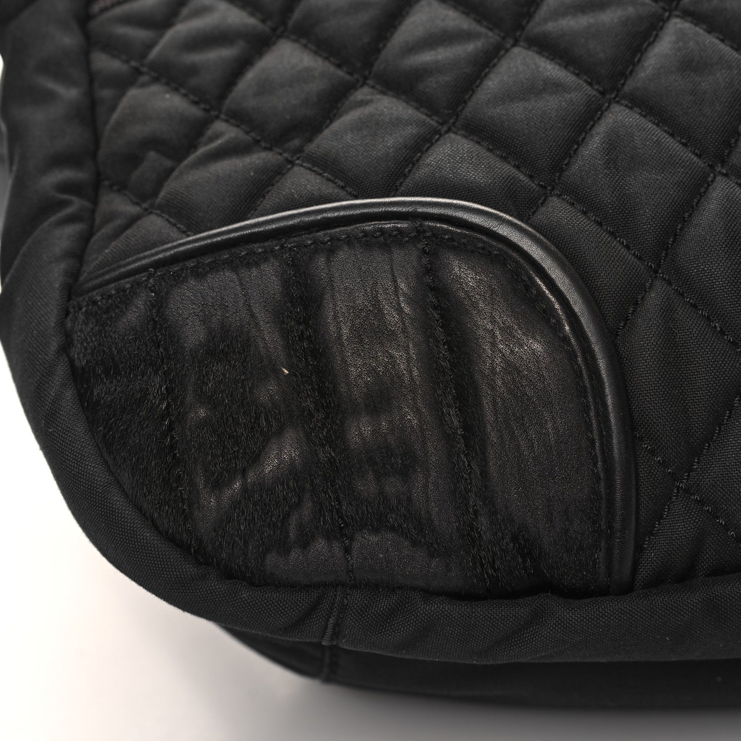 Canvas Pony Hair Quilted Sport CC Messenger Black