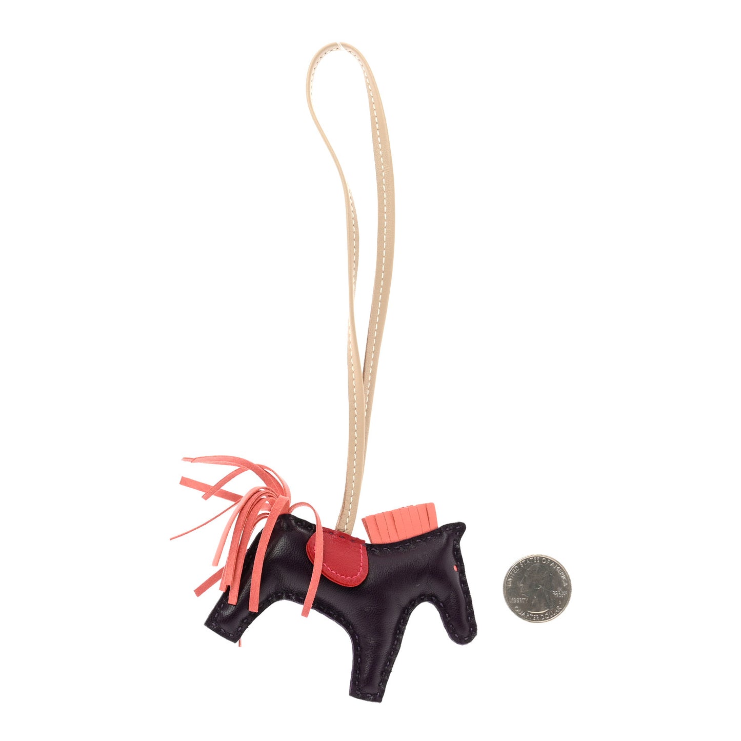 Milo Lambskin Grigri Rodeo Horse Bag Charm PM Raisin Flamingo