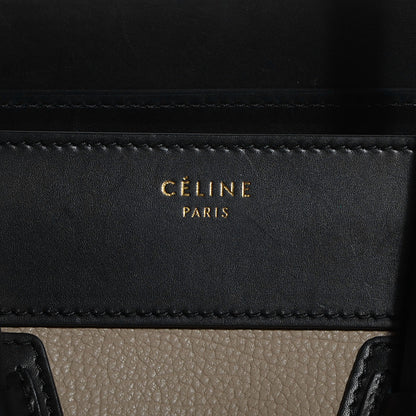 Celine Textured Calfskin Suede Mini Tri-Color Luggage Black 9 of 9