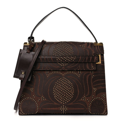 Valentino Garavani Calfskin Embossed Studded Medium My Rockstud Frame Bag Cacao 1 of 9
