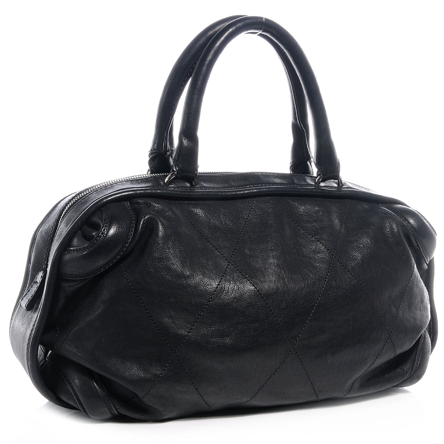 Calfskin Round Bowling Bag Black