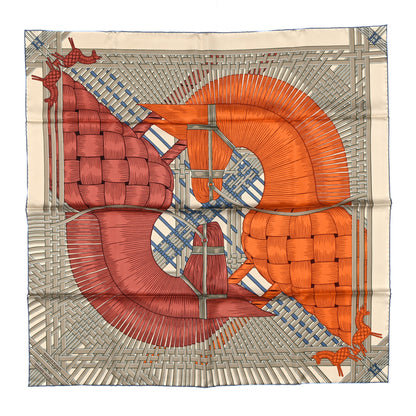 Hermes Silk Masan & Masan Scarf 90 Grege Potiron Bois De Rose 1 of 4