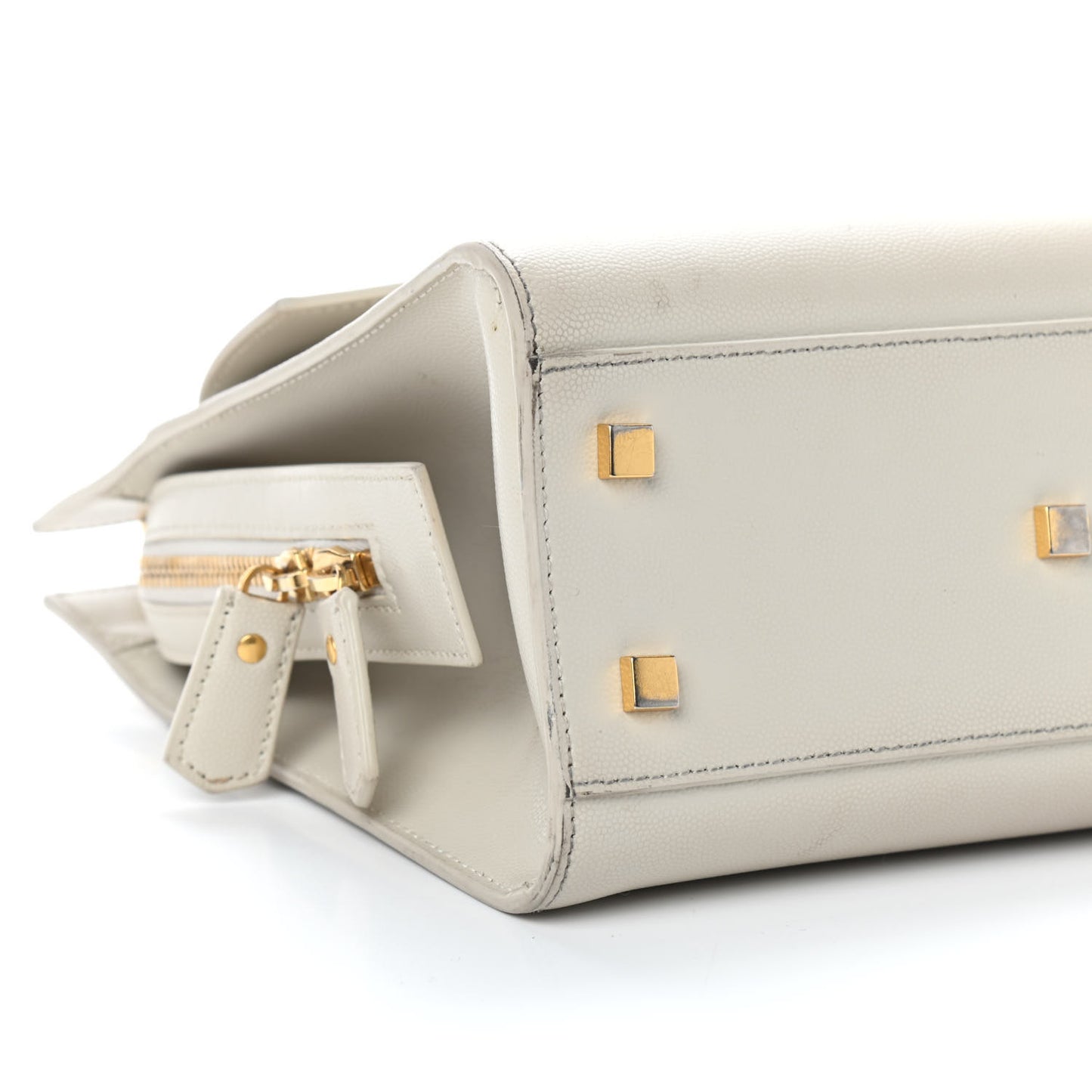 Shiny Calfskin Small Uptown Tote Crema Soft