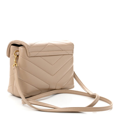 Saint Laurent Calfskin Y Quilted Monogram Toy Loulou Crossbody Bag Dark Beige 3 of 12