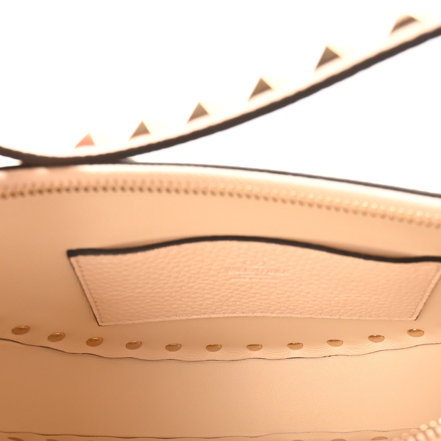 Valentino Garavani Grainy Calfskin Mini Rockstud Hobo Ivory 5 of 10