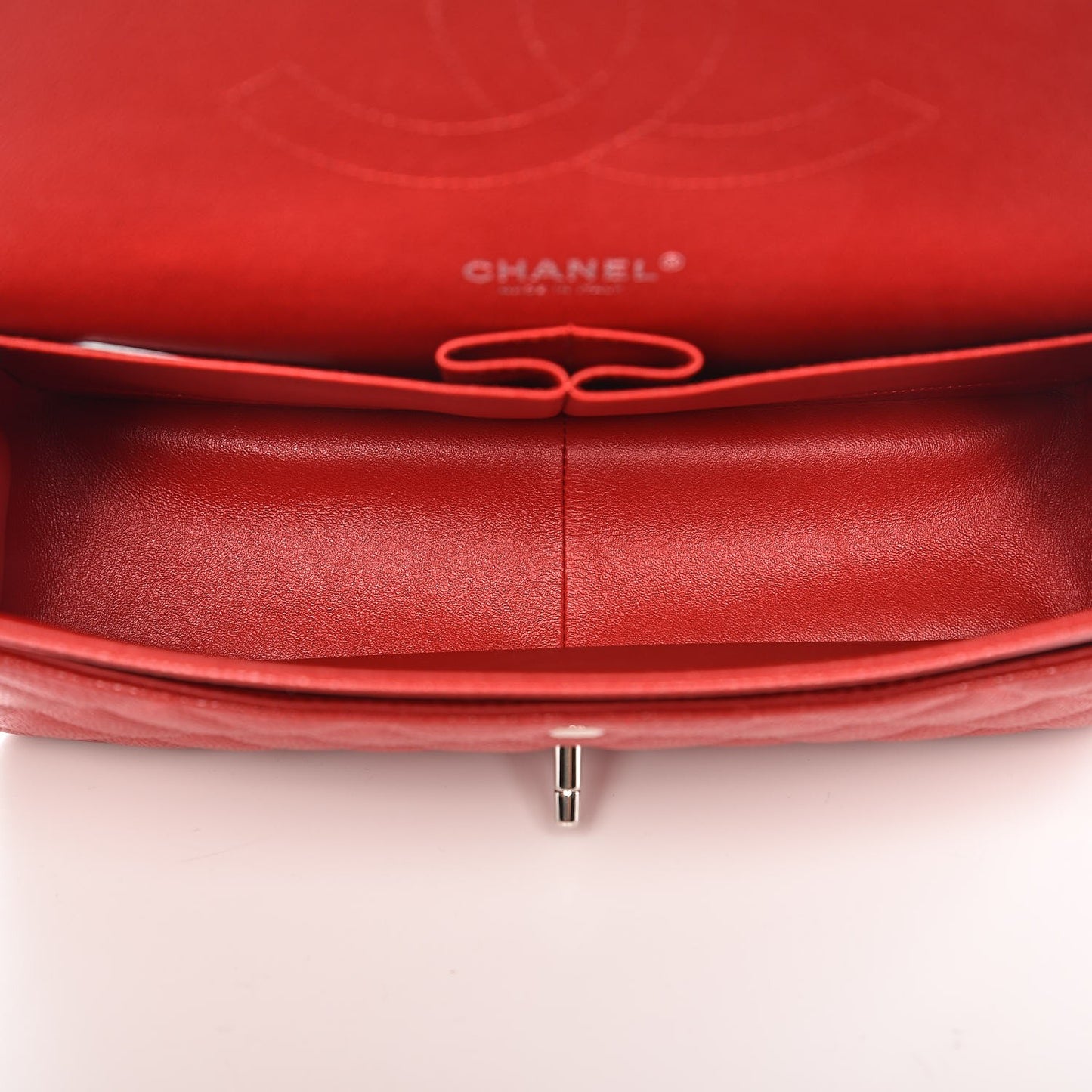 Caviar Quilted Jumbo Double Flap Red