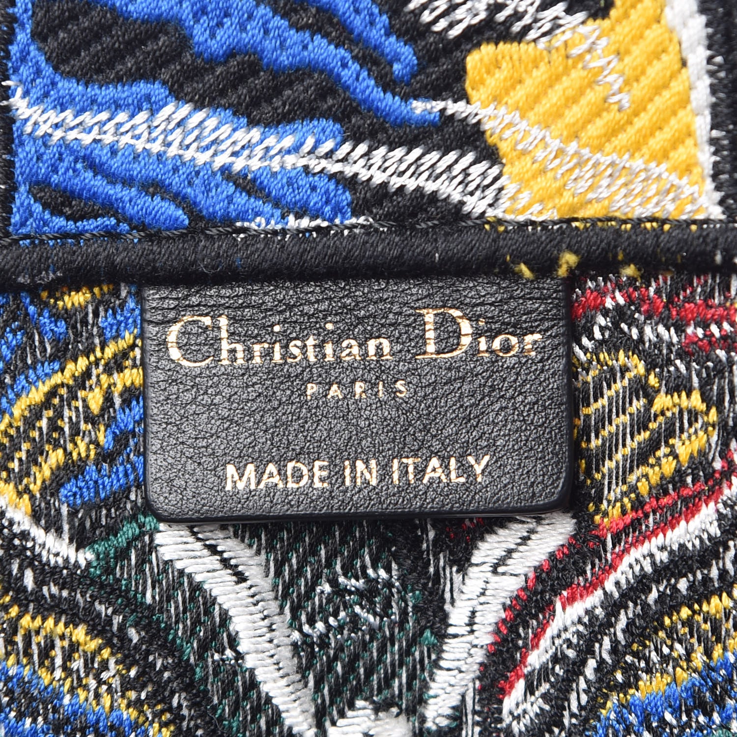 Christian Dior Canvas Embroidered Butterfly Book Tote Black Multicolor 8 of 9