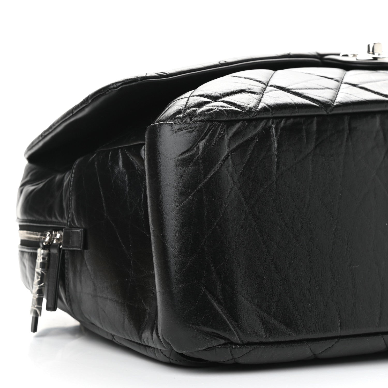 Chanel Aged Calfskin Quilted Large Express Bowling Bag Black 9 of 11