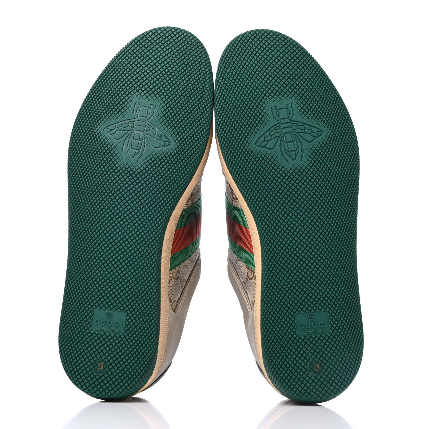 Gucci GG Monogram Nubuck Web Womens Screener Sneakers 39 New Sand Dusty Milk Vintage Green 5 of 9