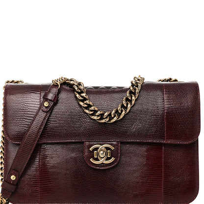 Chanel Lizard Lambskin Quilted Large Perfect Edge Flap Burgundy 8 of 10