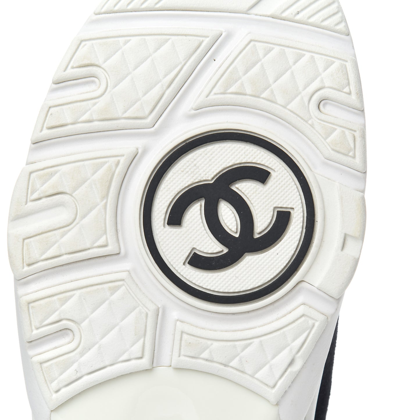 Nylon Calfskin Suede CC Womens Sneakers 41 Dark Navy White