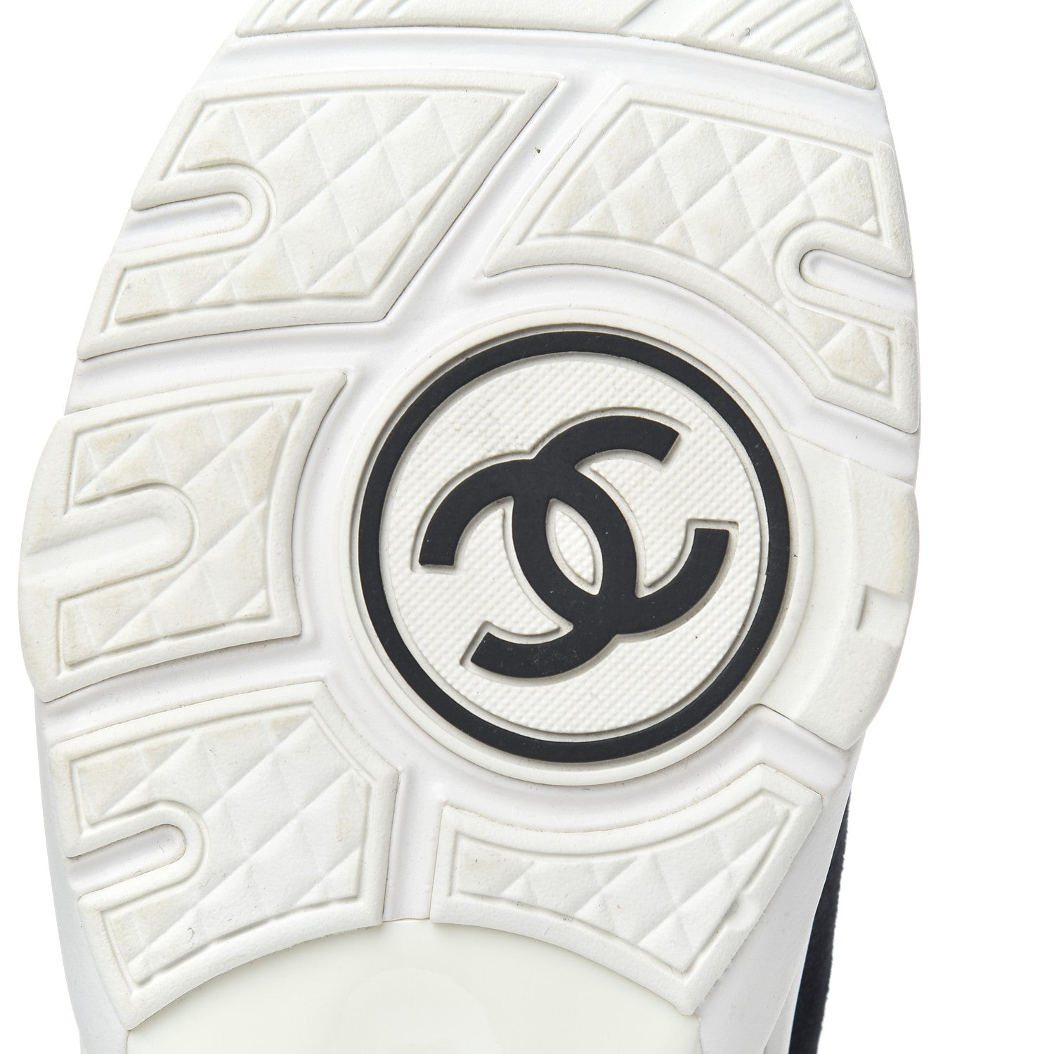 Chanel Nylon Calfskin Suede CC Womens Sneakers 41 Dark Navy White 7 of 14