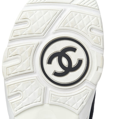 Chanel Nylon Calfskin Suede CC Womens Sneakers 41 Dark Navy White 7 of 14
