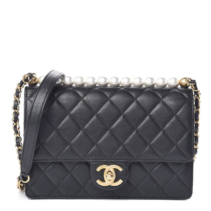 Chanel Lambskin Quilted Small Chic Pearls Flap Black 1 of 15