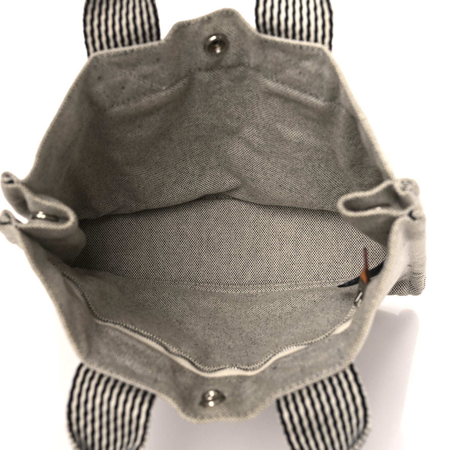 Hermes Canvas Herline PM Tote Light Grey 5 of 8