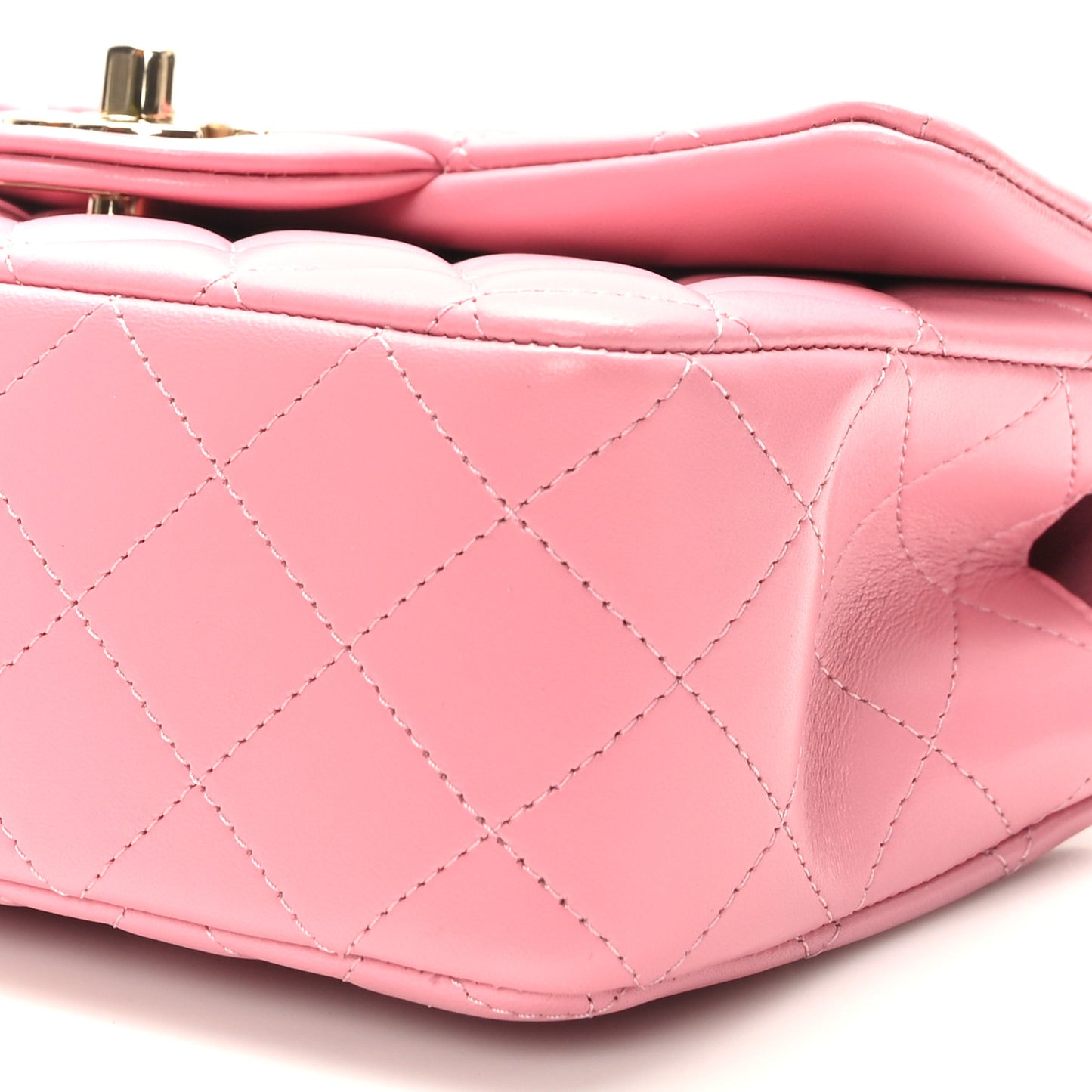 Lambskin Quilted Mini Top Handle Rectangular Flap Pink