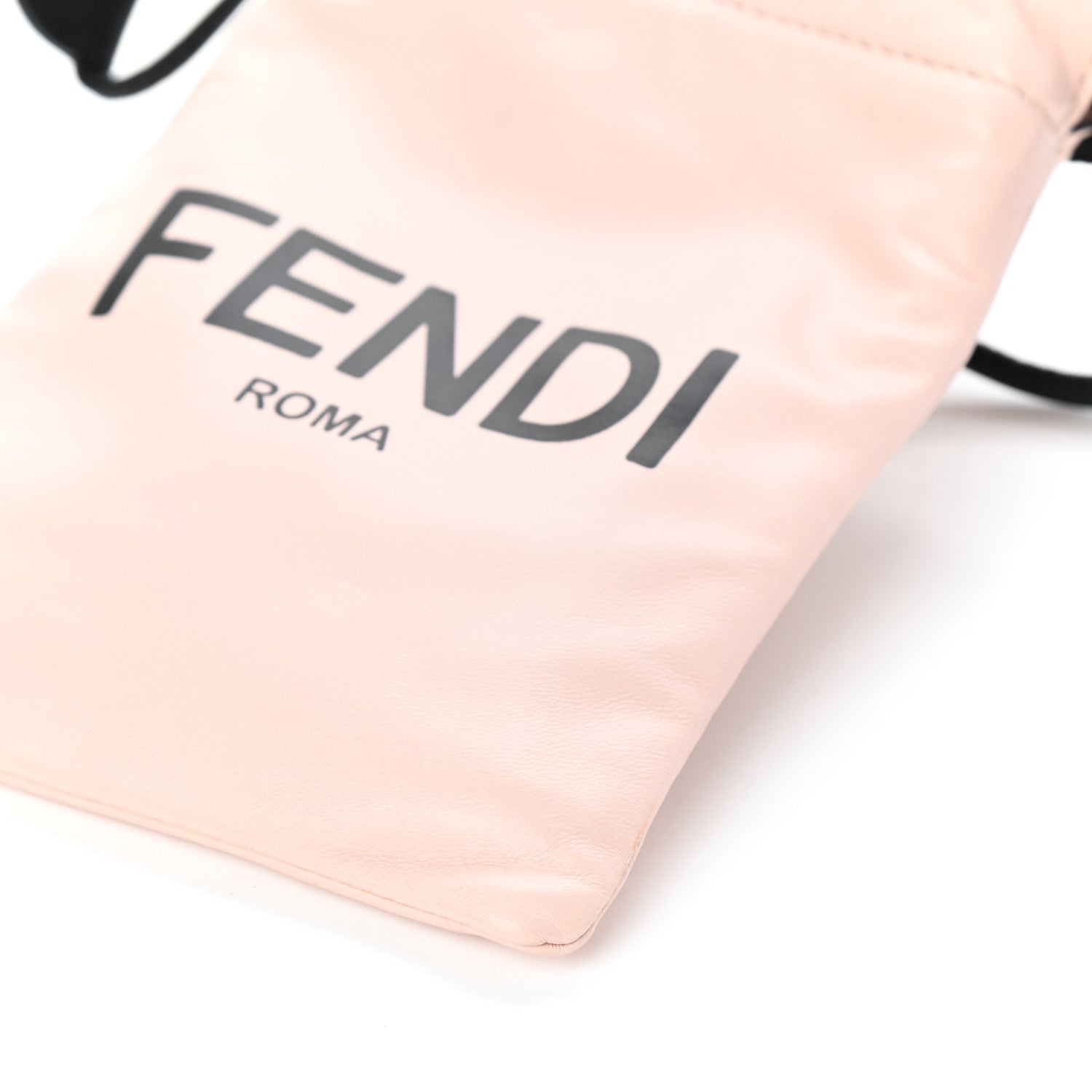 Fendi Soft Nappa Logo Mini Drawstring Pouch Bag Rosa Quarzo Black 8 of 8