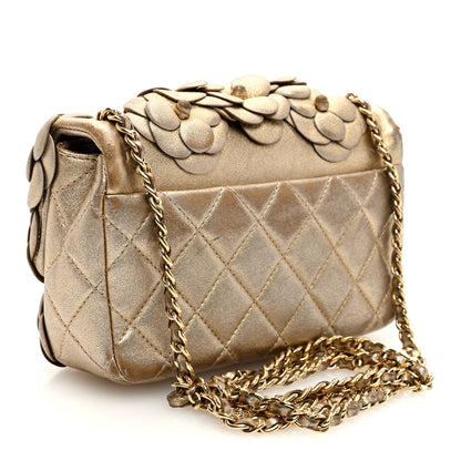 Chanel Metallic Lambskin Quilted Mini Camellia Flap Gold 3 of 12