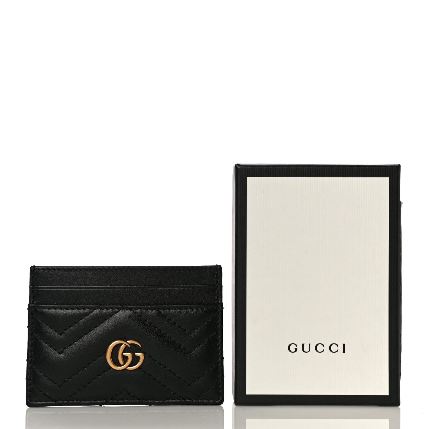 Calfskin Matelasse GG Marmont Card Holder Black