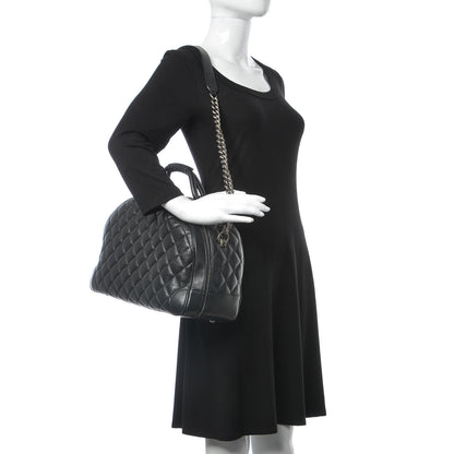 Chanel Calfskin Quilted Medium Airlines Round Trip Bowling Bag Black 2 of 8