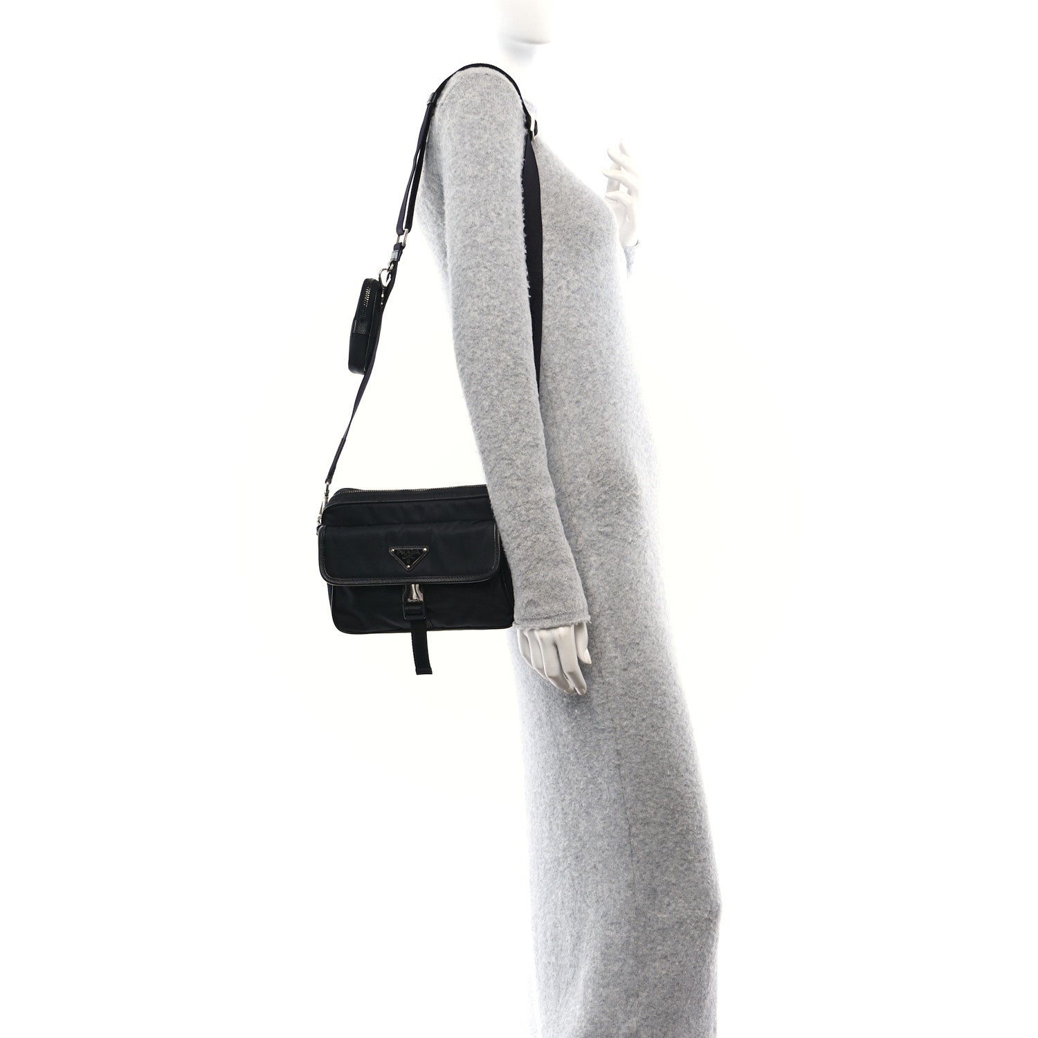 Prada Re-Nylon Saffiano Shoulder Bag Black 2 of 10