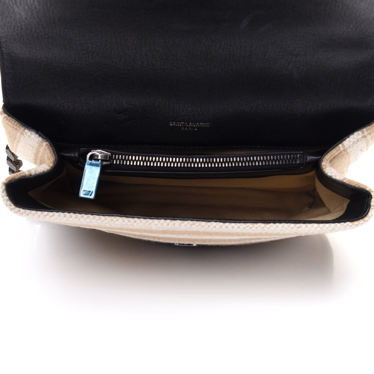 Saint Laurent Berber Chevron Tassel Monogram Medium College Bag Black White 5 of 13