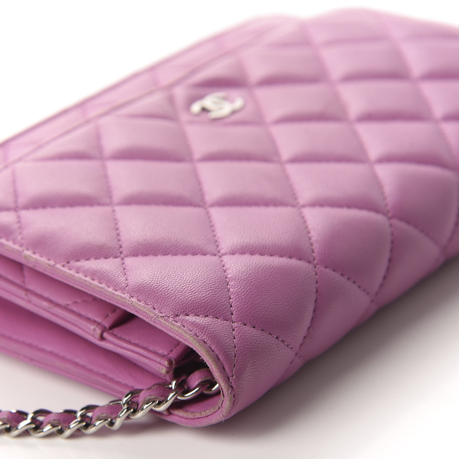 Chanel Lambskin Quilted Wallet On Chain WOC Purple 11 of 16