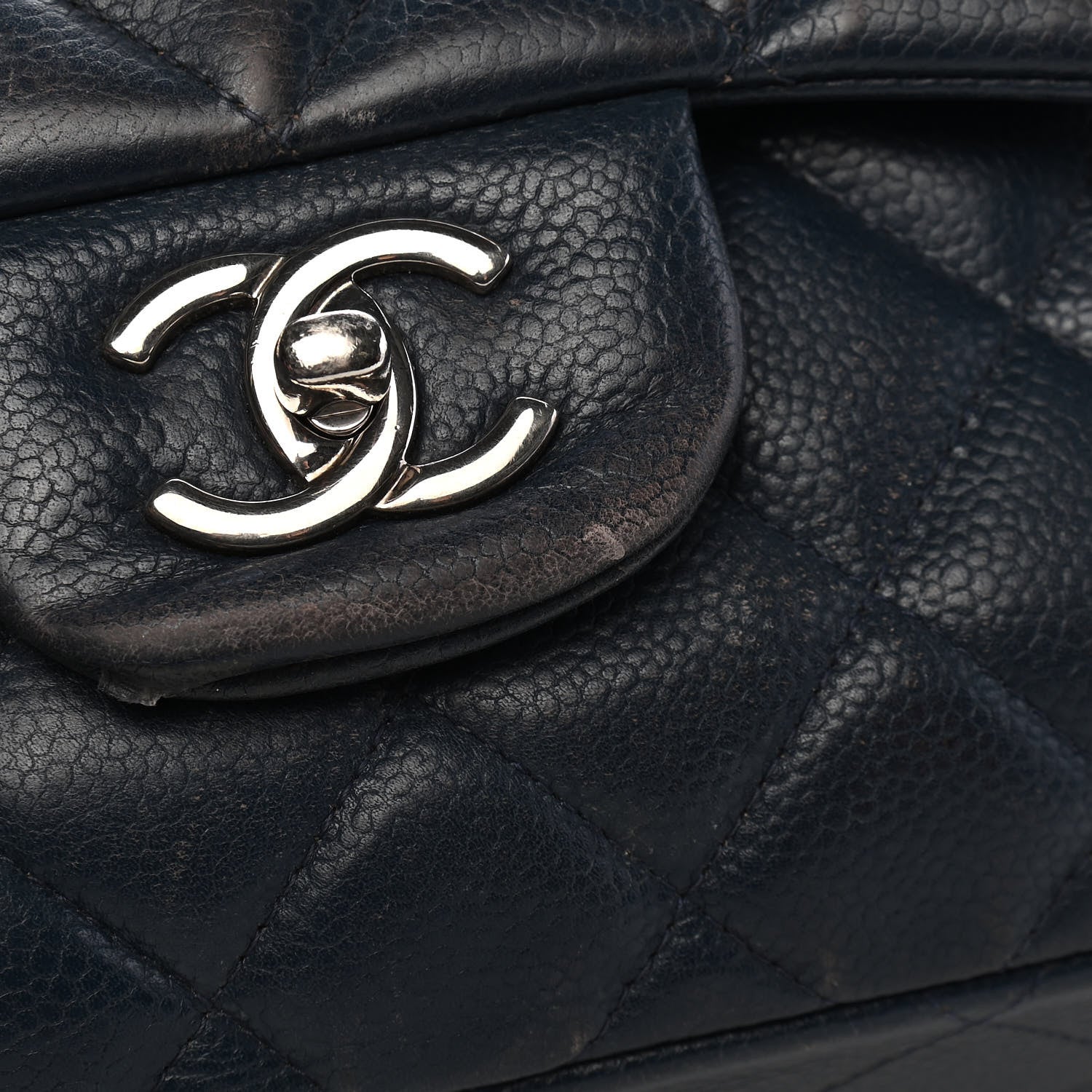 Chanel Caviar Quilted Jumbo Double Flap Navy 13 of 15