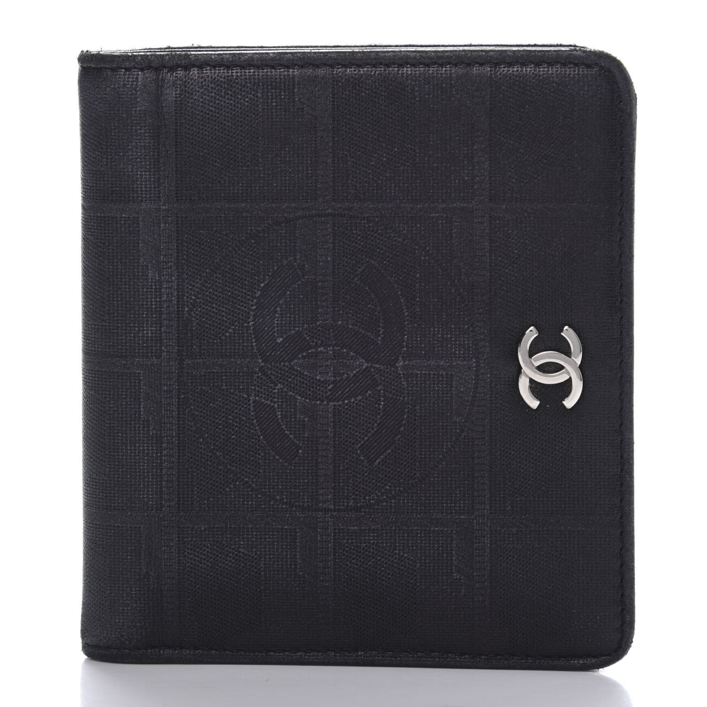 Embossed Lambskin Travel Bi-Fold Wallet Black