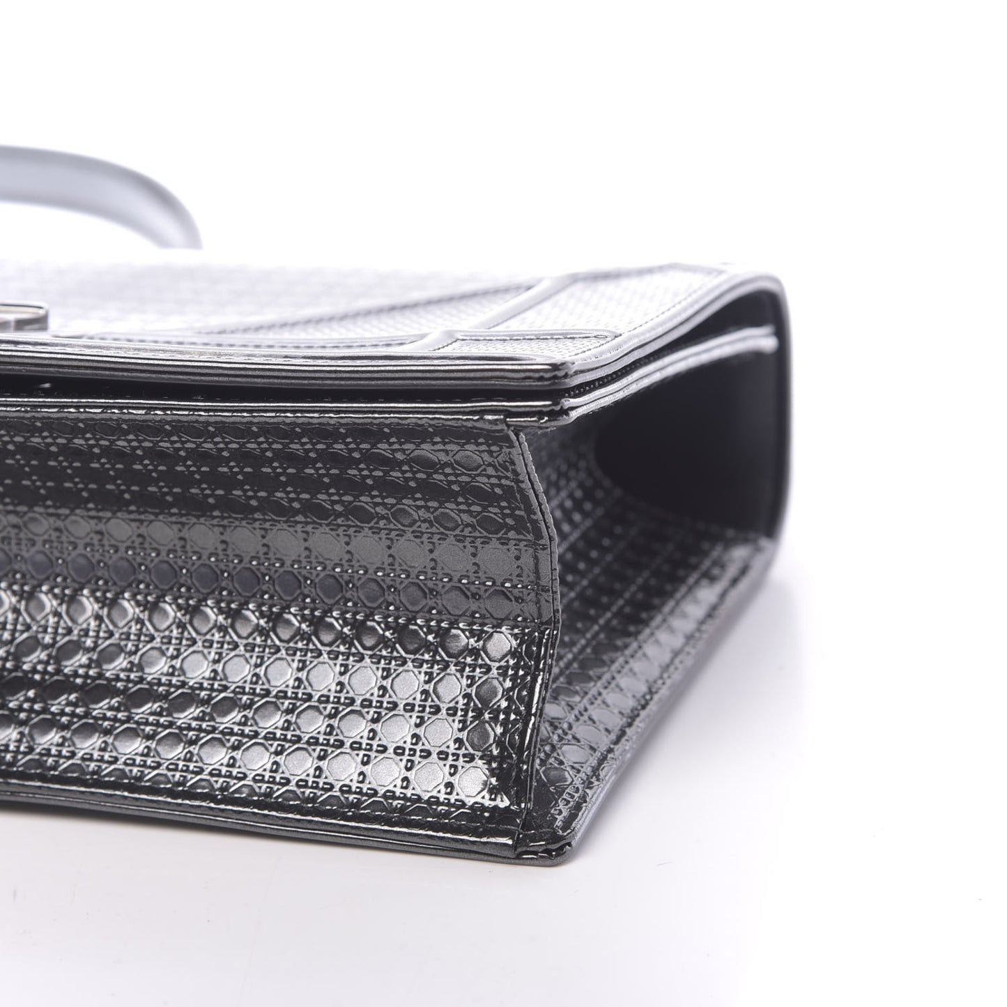 Metallic Patent Micro-Cannage Medium Diorama Flap Bag Onyx Black