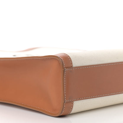 Celine Canvas Calfskin Logo Print Small Vertical Cabas Natural Tan 9 of 15