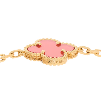 Van Cleef & Arpels 18K Yellow Gold Carnelian 10 Motifs Vintage Alhambra Necklace 6 of 7