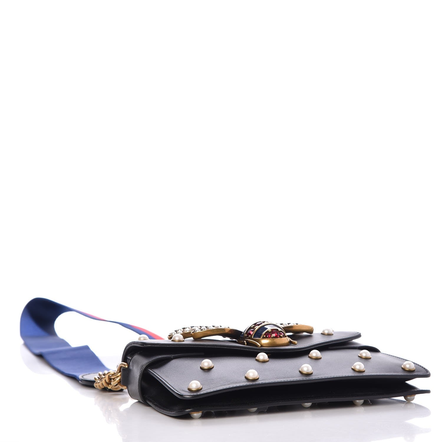 Gucci Nappa Pearl Studded Mini Queen Margaret Broadway Shoulder Bag Black 4 of 8