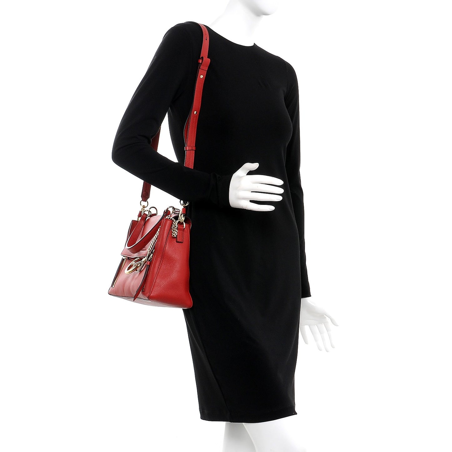 Calfskin Small Faye Day Shoulder Bag Dahlia Red