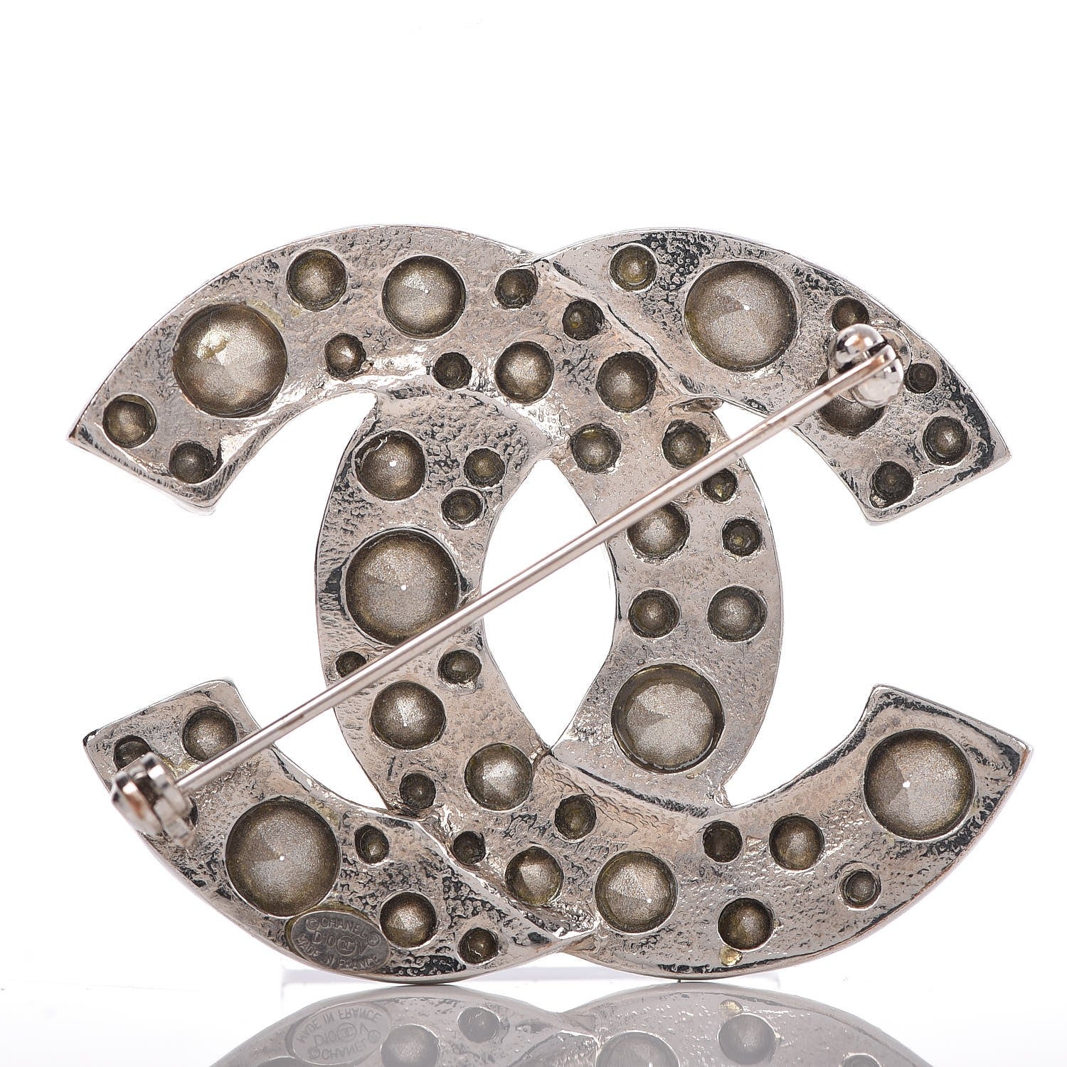 Chanel Crystal CC Brooch Silver 3 of 5