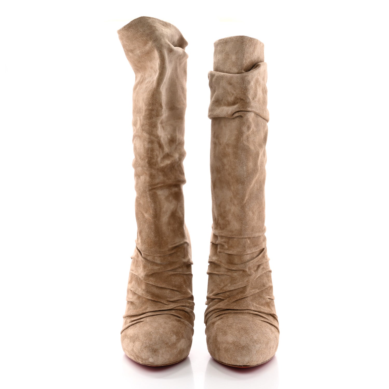 Christian Louboutin Veau Velours Piros 120 Boot 38 Naturale 2 of 11