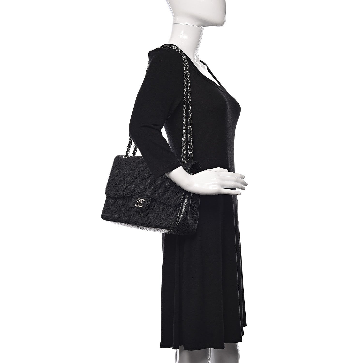 Chanel Caviar Quilted Jumbo Double Flap Black 2 of 15