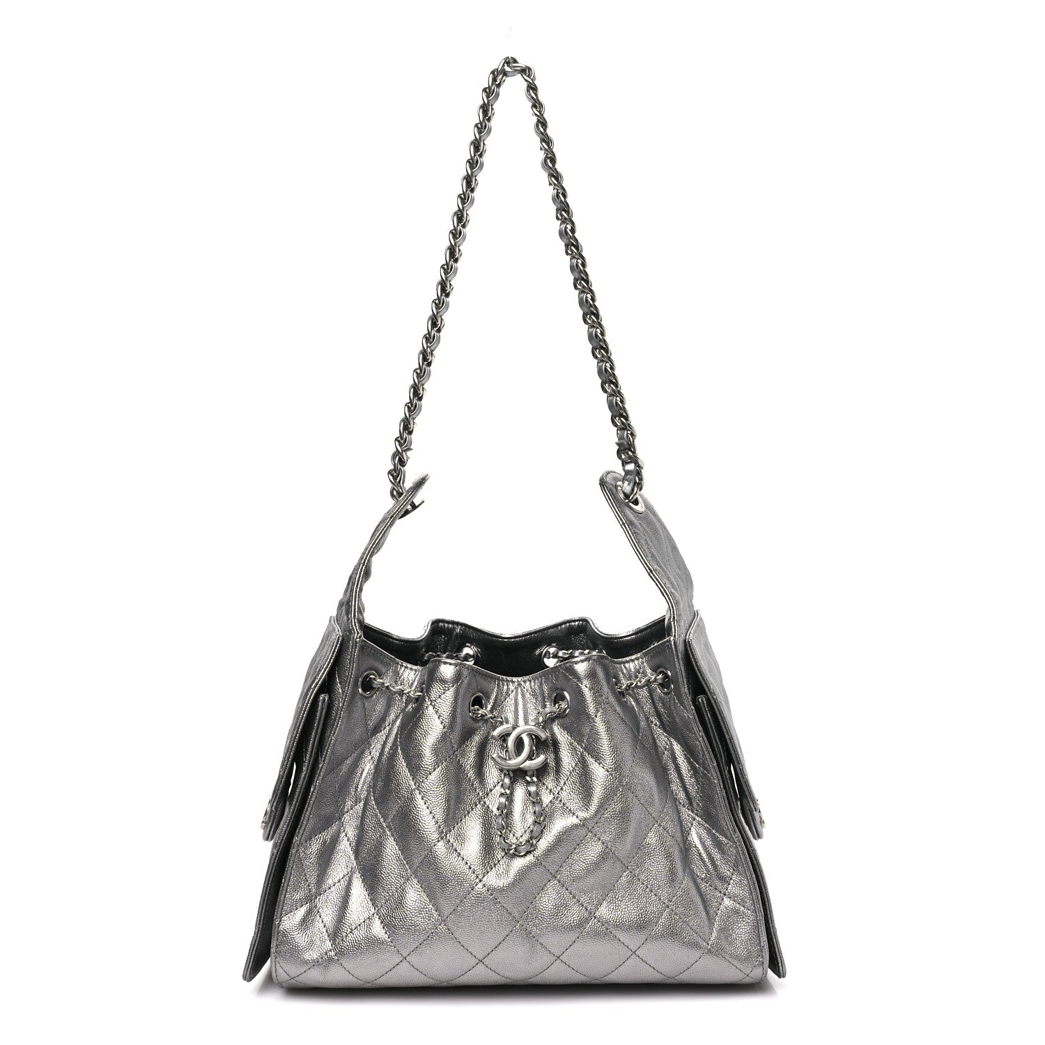 Chanel Metallic Caviar Quilted Small Chanel 25 Handbag Silver 1 of 10