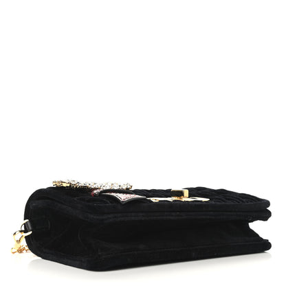 Miu Miu Velluto Matelasse Ayers Crystal Embellished Shoulder Bag Nero Black Rosso 3 of 7