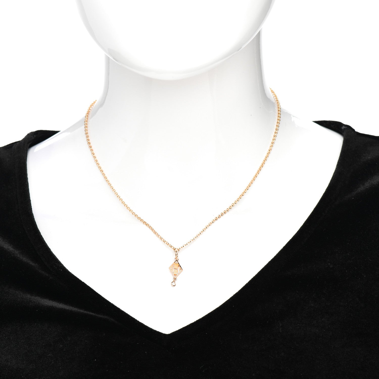 Hermes 18K Rose Gold Diamond Gambade Pendant Necklace 2 of 6