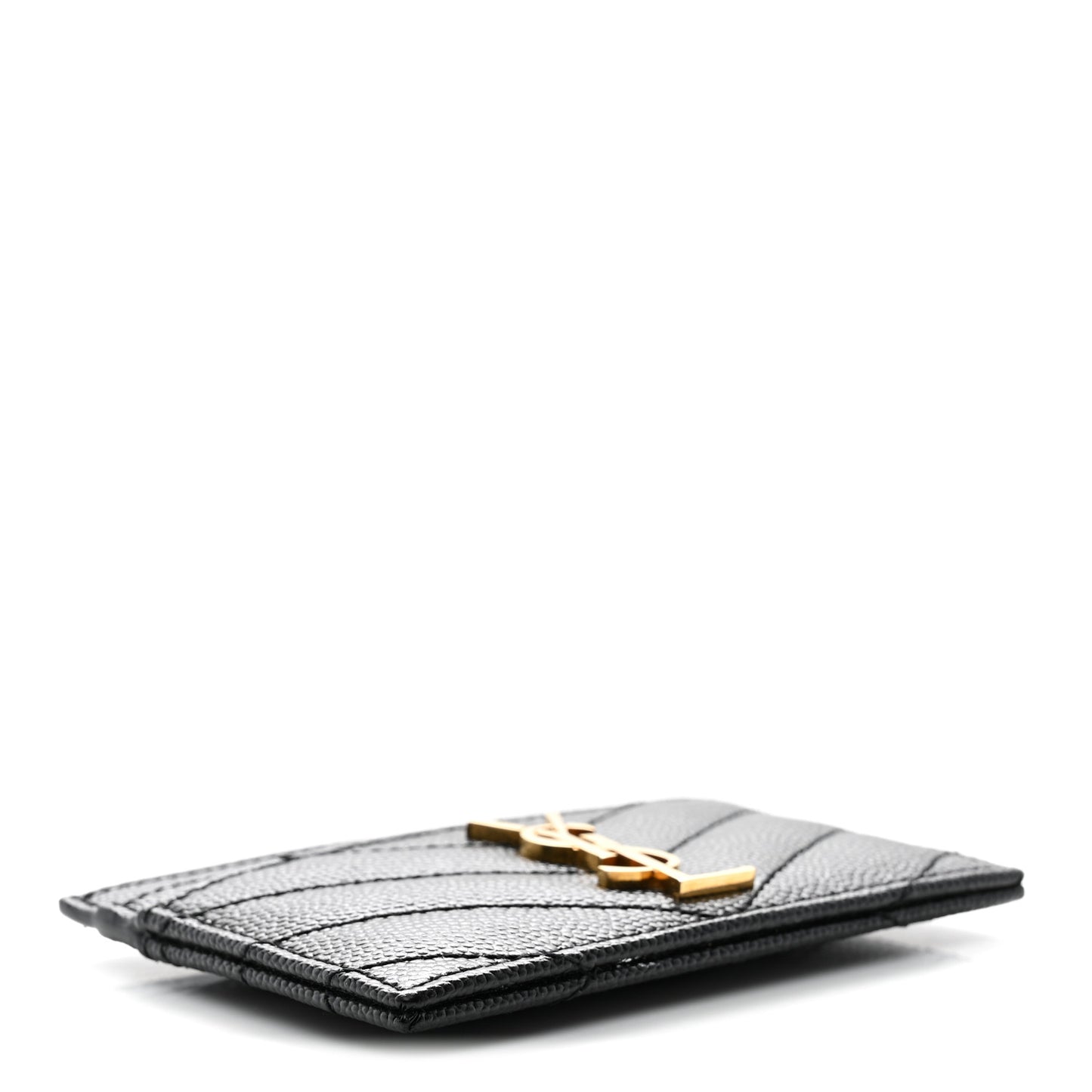 Grain De Poudre Matelasse Chevron Monogram Credit Card Case Black
