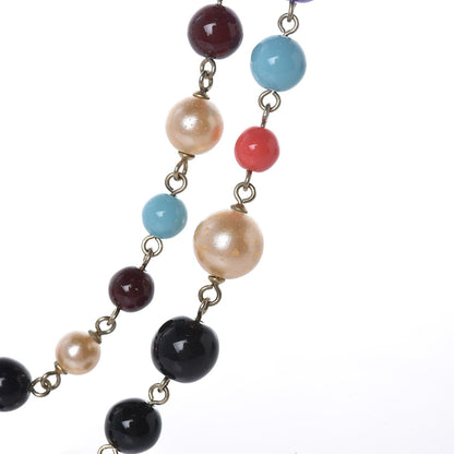 Chanel Pearl Beaded CC Long Necklace Gold Multicolor 6 of 9