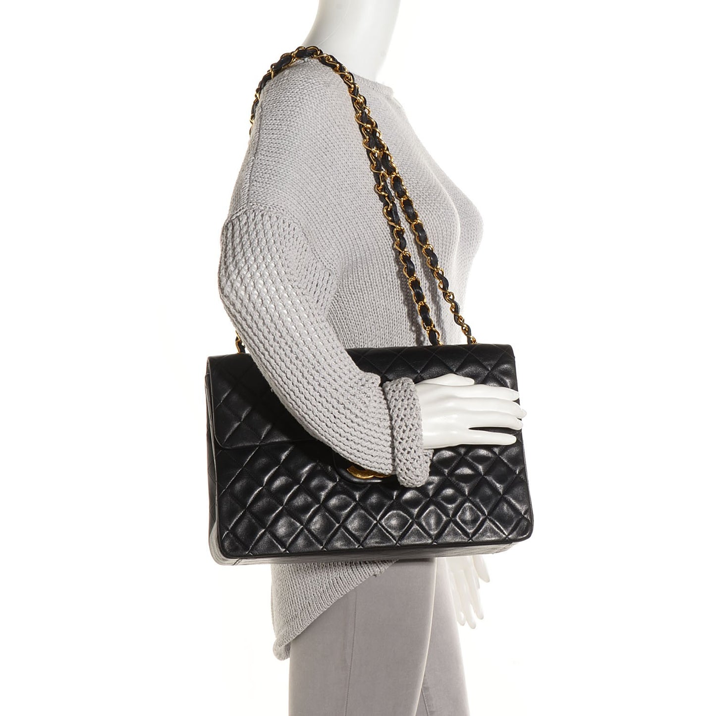 Lambskin XL Jumbo Flap Black