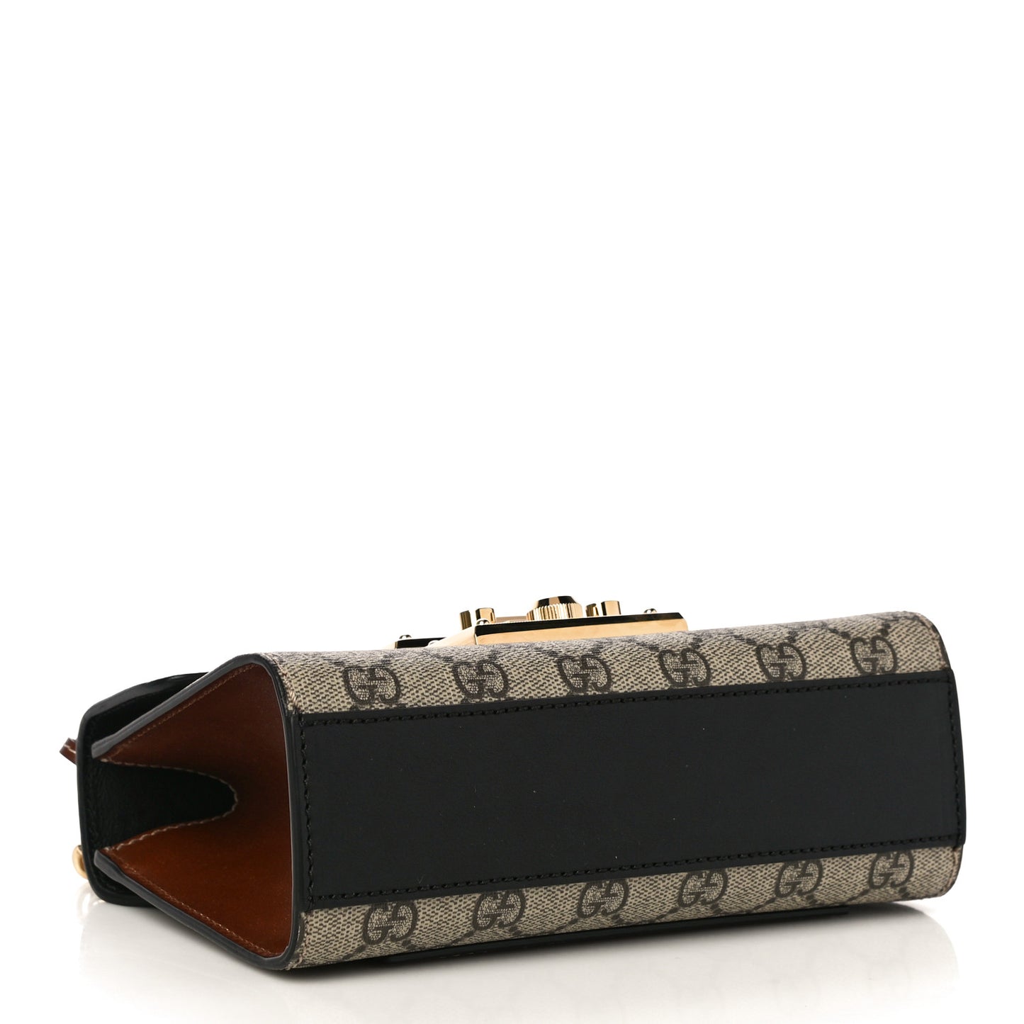 GG Supreme Monogram Calfskin Small Padlock Shoulder Bag Beige Black Cuir