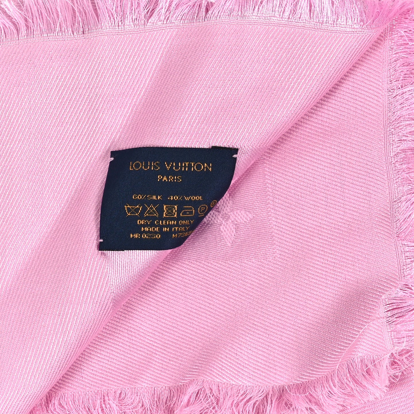 Silk Wool Monogram Shawl Velvet Rose