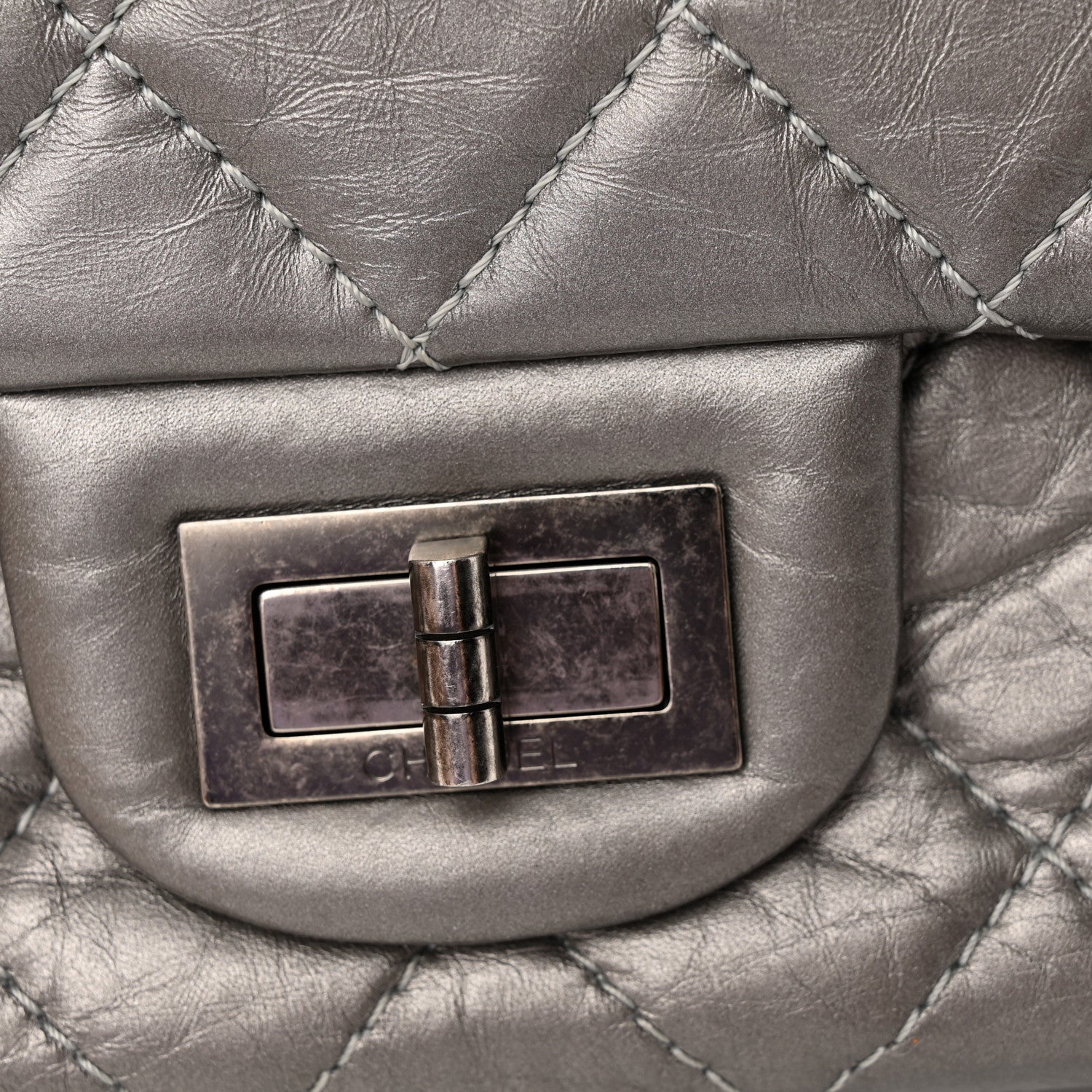 Chanel Metallic Aged Calfskin Quilted 2.55 Reissue 227 Flap Grey 15 of 17