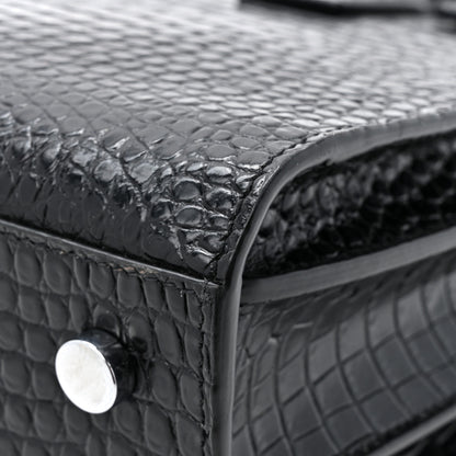 Saint Laurent Calfskin Crocodile Embossed Baby Sac De Jour Black 12 of 13