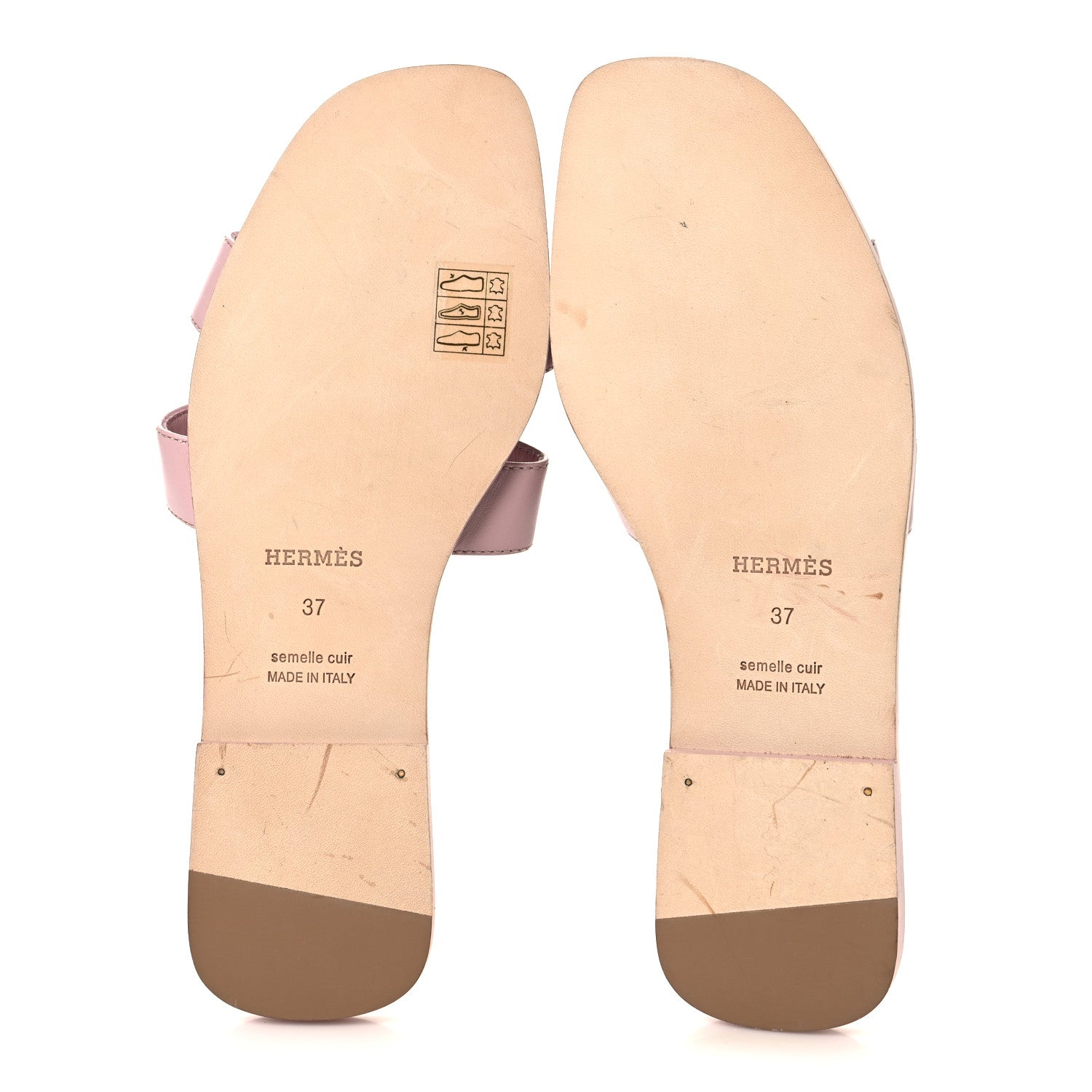 Hermes Calfskin Oran Sandals 37 Rose Cancan 6 of 9