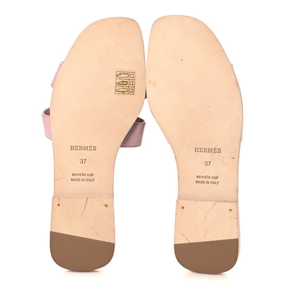 Hermes Calfskin Oran Sandals 37 Rose Cancan 6 of 9